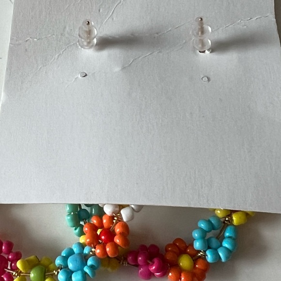 Colorful Floral Hoop Earrings - Picture 4 of 7